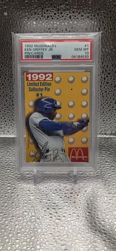 1992 Ken Griffey Jr  McDonald's  Pin Card PSA 10 Super Rare, Low Pop, 90s Icon
