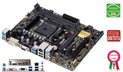 SCHEDA MADRE SOCKET FM2+ ASUS A68HM-K CPU RAM LAMIERA BACK