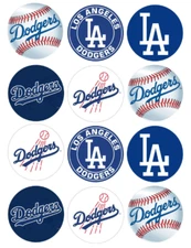 Los Angeles Dodgers Edible Image Toppers. Edible Round Pre Cut Stickers.