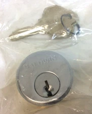 BALDWIN 1 inch Mortise Cylinder Keyway  w/ 2 Keys  Brushed Satin 26P ~ NOS