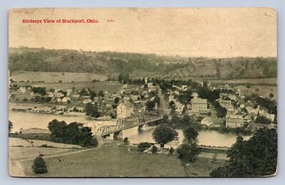 K2/ Stockport Ohio Postcard c1910  Birdseye Bridge Mill Stores 346