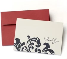 Thank You Blank Cards Embossed Folded Note Card Script with Envelopes 20 Count