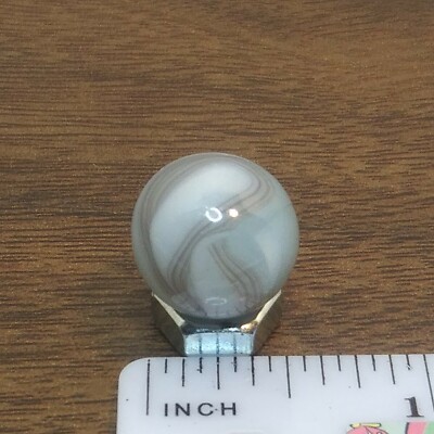 Vintage peltier glass rainbo marble white brown brilliant markings #4