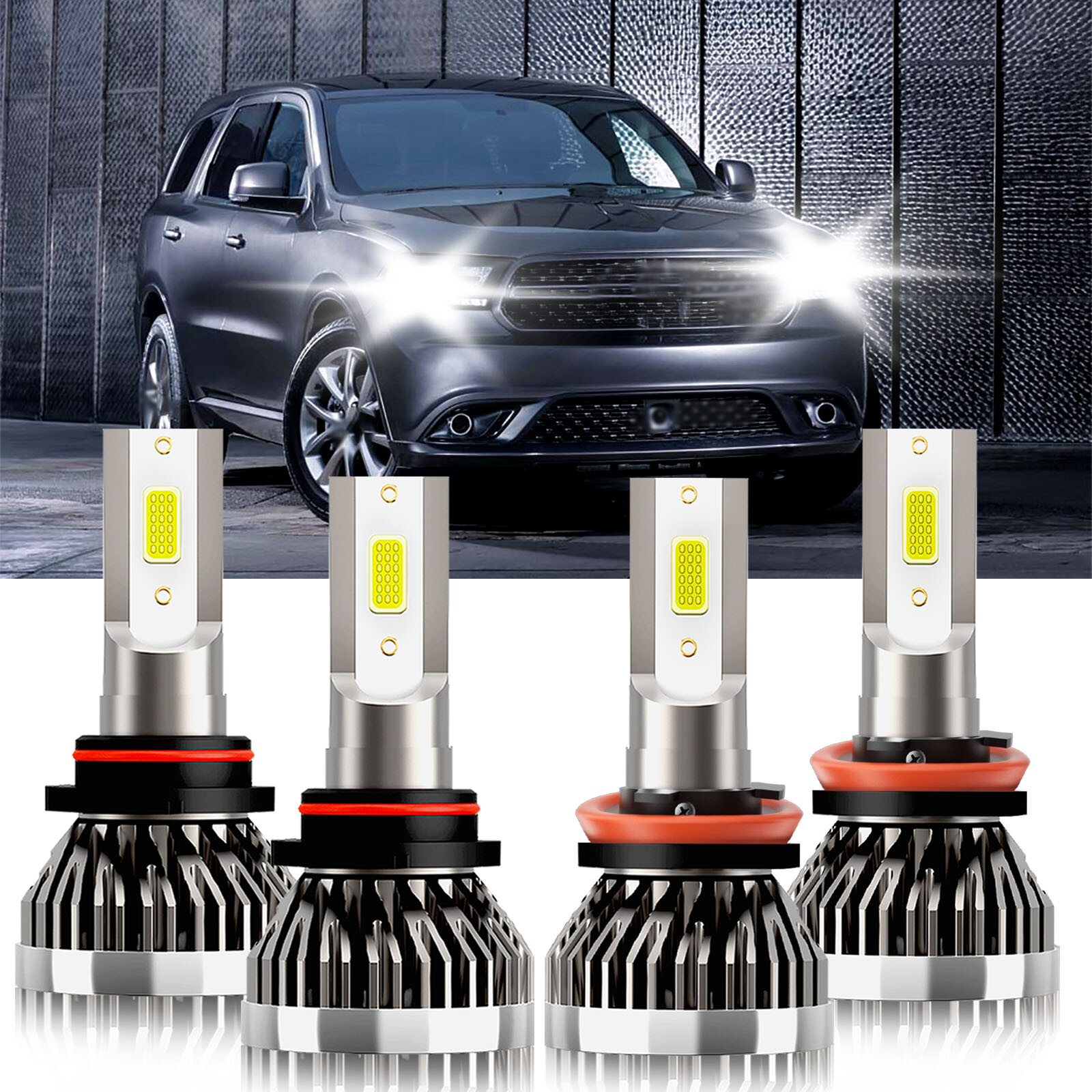 9005 H11 LED Headlight Bulb High Low Beam 6000K For Dodge Durango 2011-2012