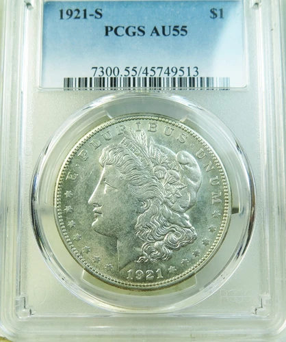 1921 S Morgan dollar PCGS AU55 *VAM 1AS clashed S* EP