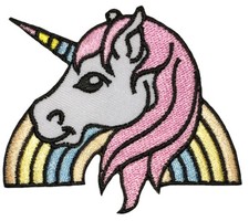 CUTE UNICORN Head Horse Cartoon Magic Horn Rainbow Embroidered Sew Iron on Patch