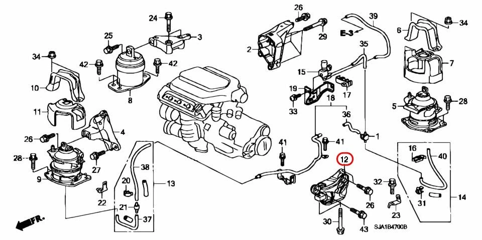 Montaje de transmisión HONDA Acura Genuine Legend 2005-2008 RL 50850-SJA-A01 OEM Foto 3 de 4