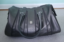 Diane Von Furstenberg Metallic Gray Zippered Luggage Overnight Weekender Bag DVF