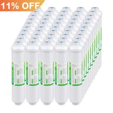 50 Pack 10"x2" T33 Inline Post Carbon Polishing Water Filter 1/4" Quick Connect