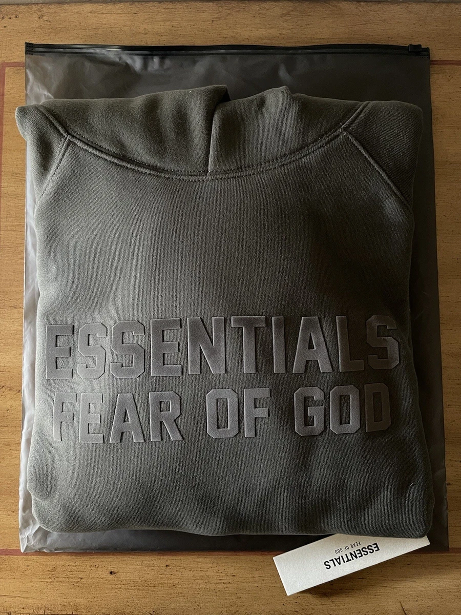 FOG - Essentials Fear of God Off Black Men's Hoodie Size Large (L