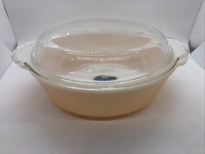 Anchor Hocking Fire King 1-1/2 Qt Casserole Dish Copper Tint Peach Lustre W/Lid