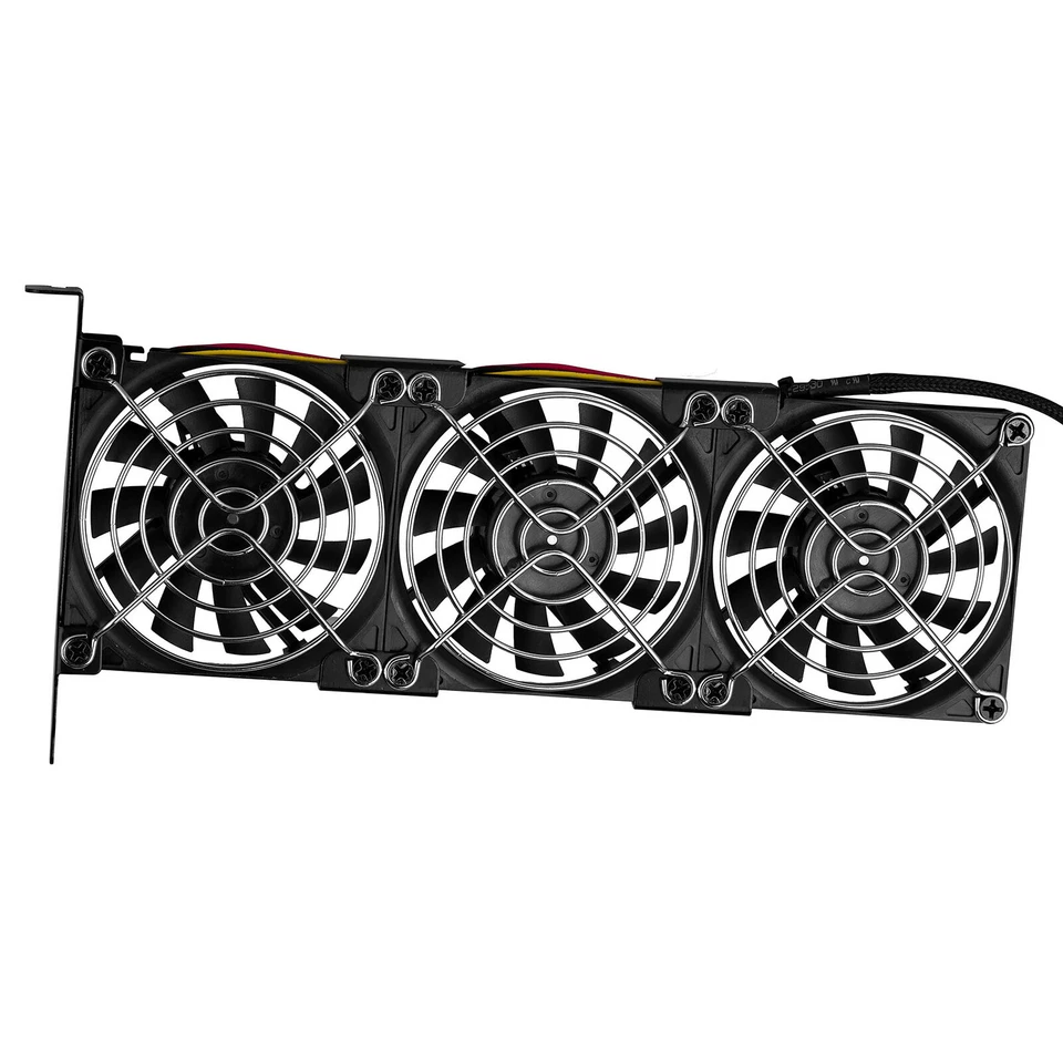 PCIe Slot Cooler Video Card PC Case Triple Fan Cooling 3500RPM 3pin 4pin Power - Image 4 of 4