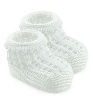 White Crochet Booties Baptism Handknit Shoes Newborn Infant New Baby Girls Gifts