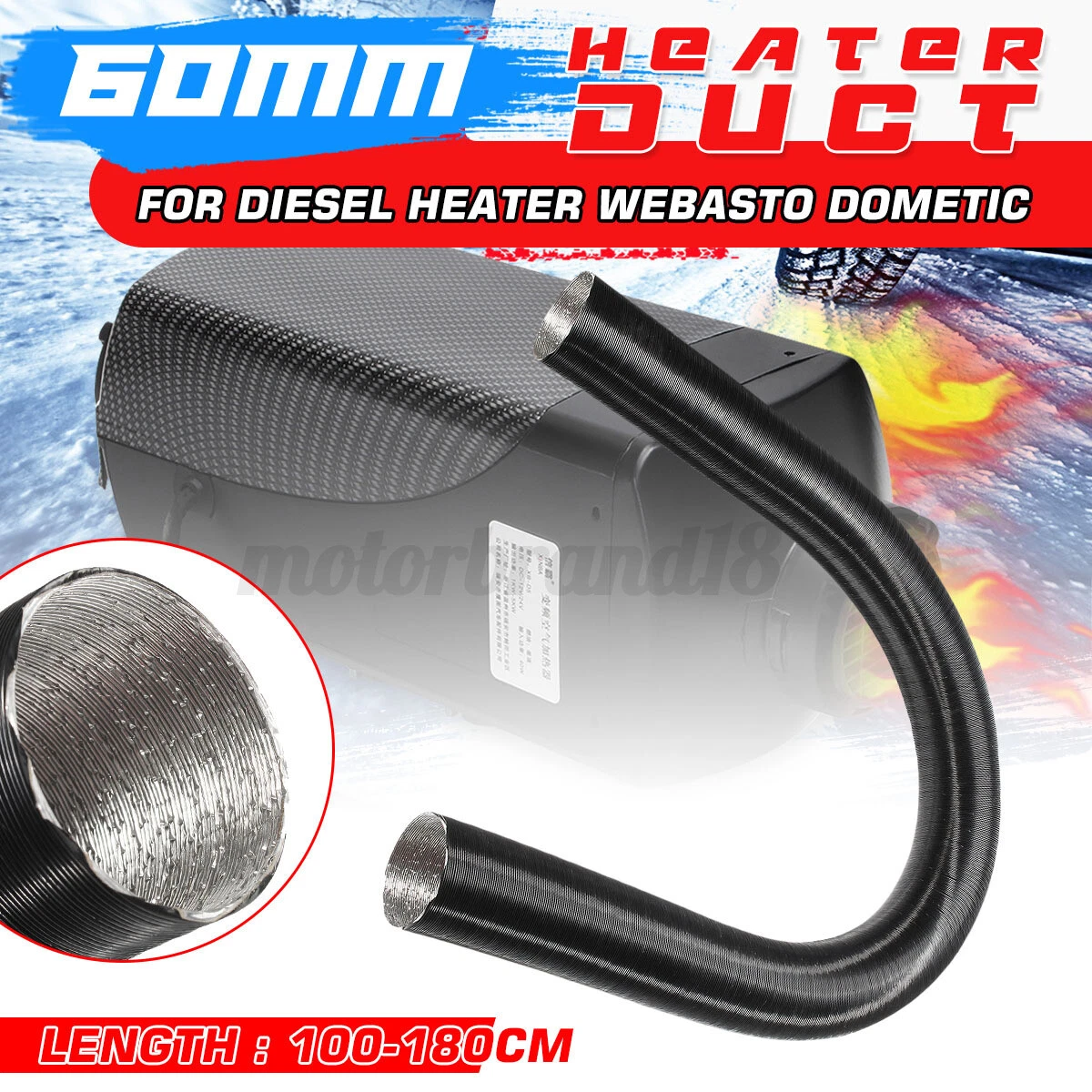 60mm 3.28u0026#039;-5.9u0026#039; ft Heater Duct Pipe Hot / Cold Air Ducting For  Diesel Dometic | eBay