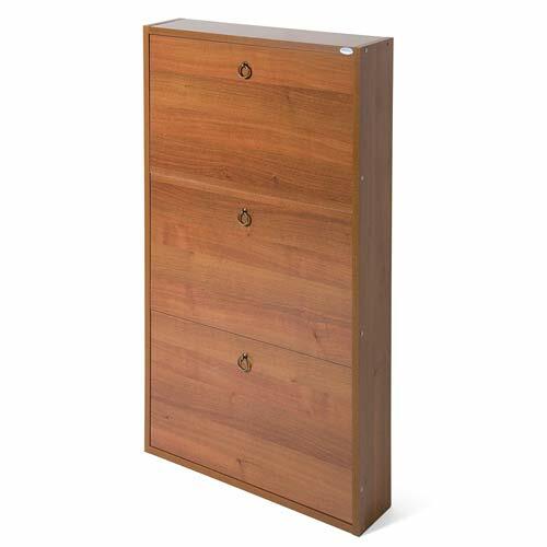 Scarpiera 3 Ante Noce Antico 108 cm - Mobile Salvaspazio Legno Made in Italy