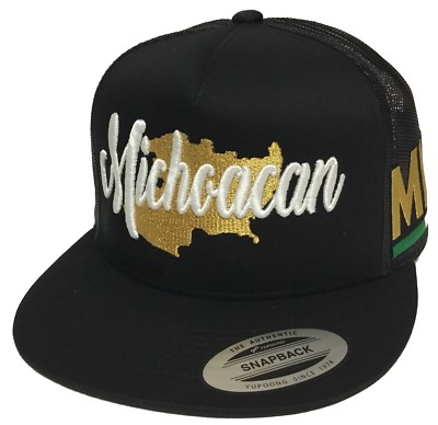 El Mapa De Michoacan {MICH} Gold A Lado 2 Logos Hat Black Mesh