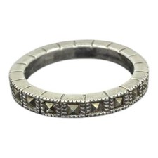 Vintage Marcasite Band Ring 925 Sterling Silver US Size 9.5
