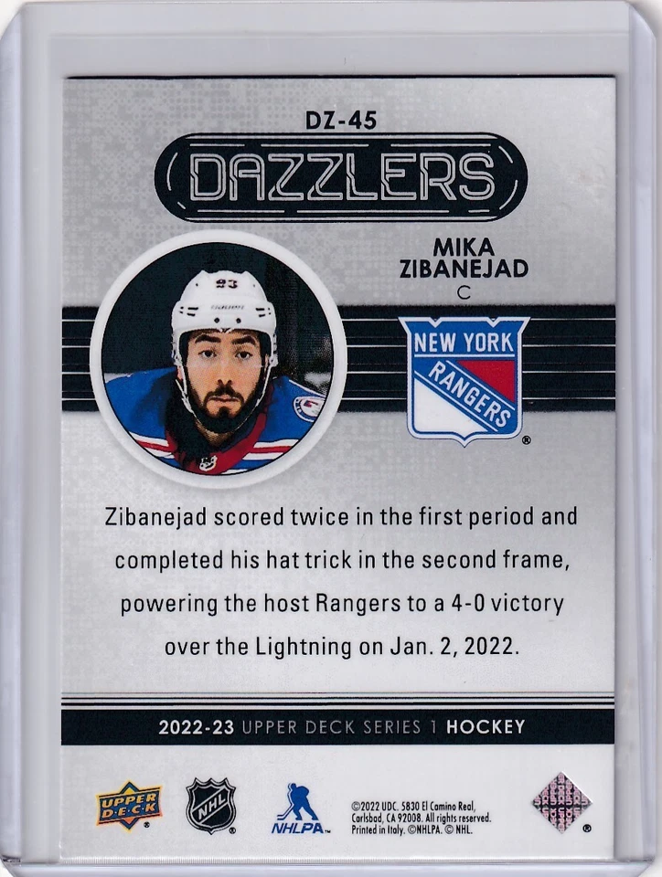2022-23 UPPER DECK SERIES 1 DAZZLERS ORANGE MIKA ZIBANEJAD NHL HOCKEY GE-2016 - Image 2 of 2