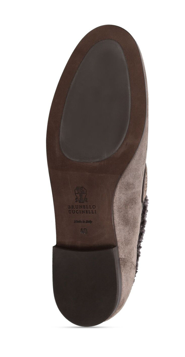 Brunello Cucinelli Loafers Suede Shearling Shoes Slippers Flats Moccasins 39 image 6
