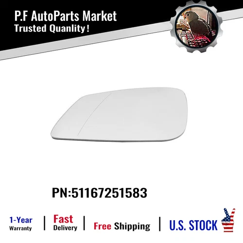 Heated Mirror Assembly Left Fit 51167251583 BMW 320i Backing Plate Included