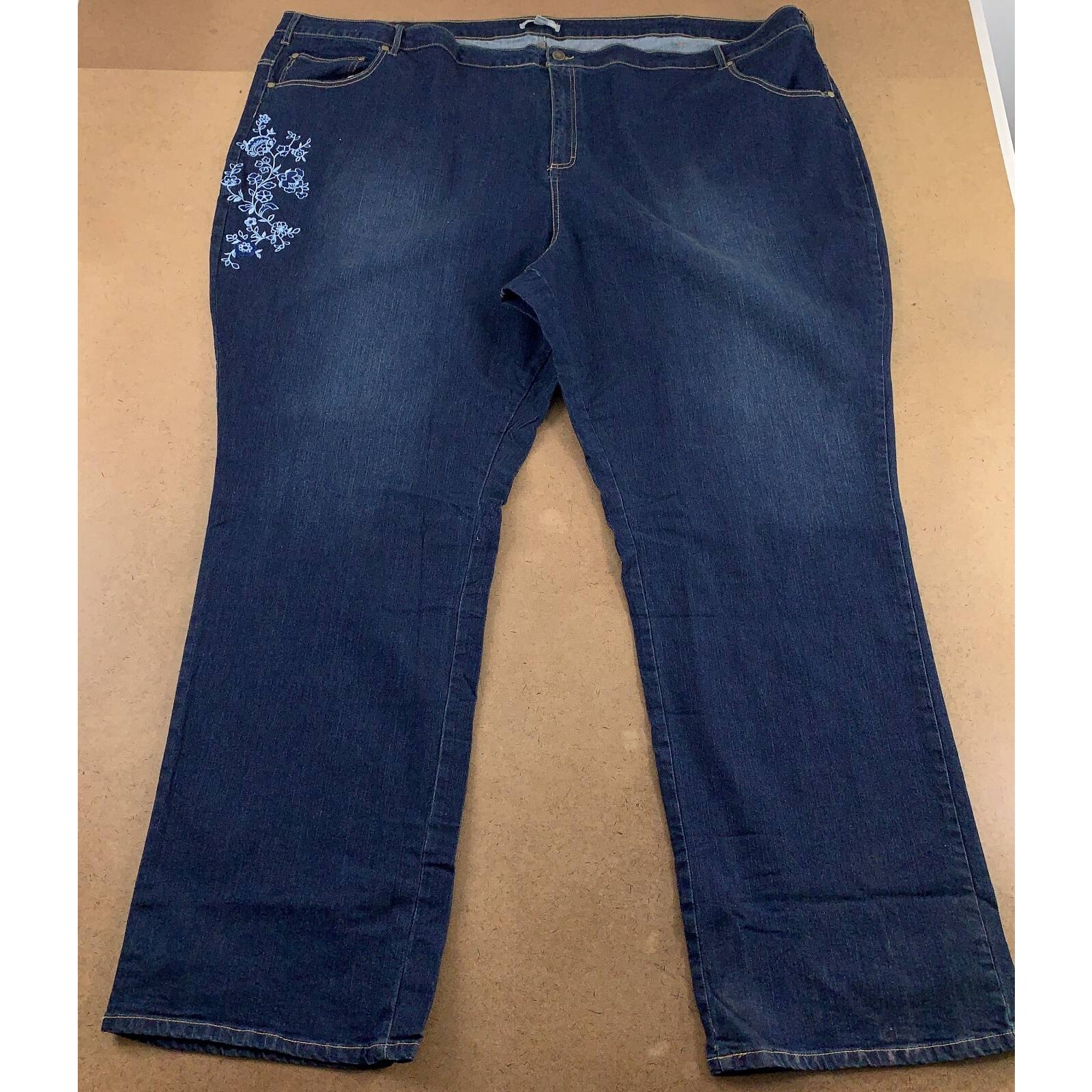 Woman Within Womens Boot Cut Jeans Blue Pockets Embroidered Tall Plus ...
