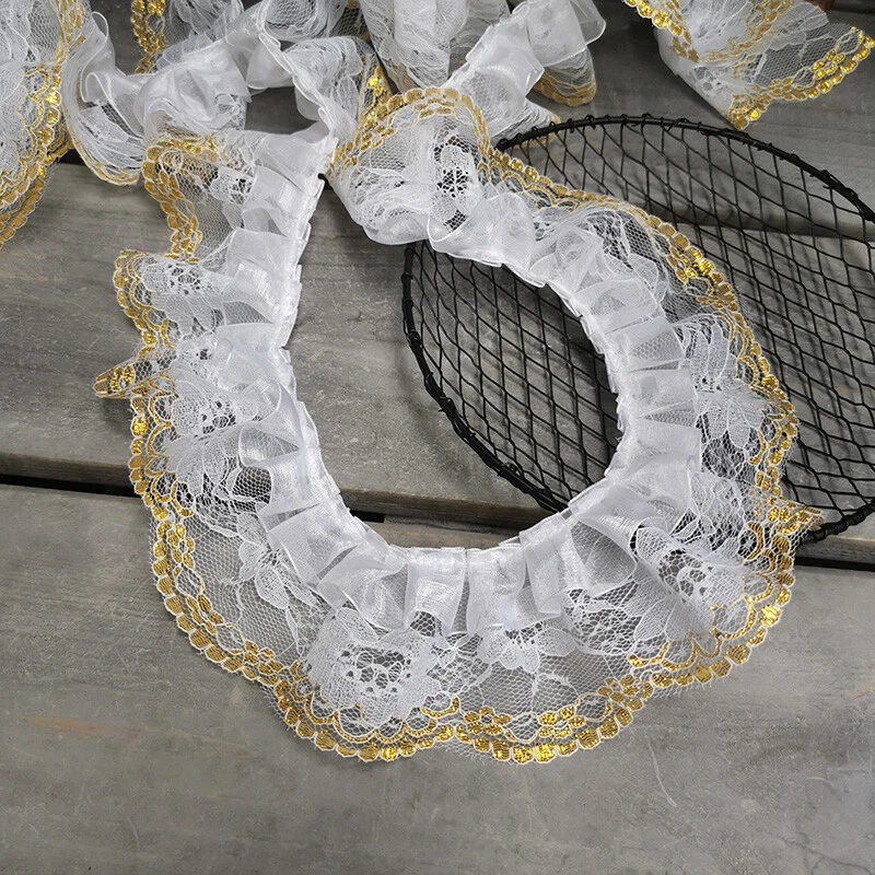 Fita de borda decoração babado acabamento de renda organza 5M faça você mesmo costura artesanato 6cm de largura - Imagem 3 de 4