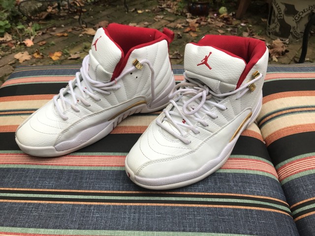 Men's Nike Air Jordan 12 XII Retro FIBA White University Red Size 9.5 130690-107 for sale online 