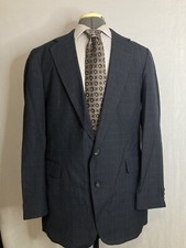 Haggar Mens Blazer 41R Navy Blue Plaid Wool Large 45" Sport Coat Suit Jacket USA