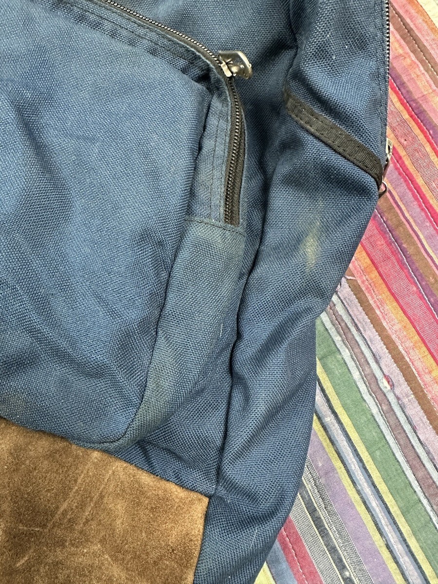 Vtg Nike Leather Bottom Navy Blue Bookbag Backpack 90s Y2K Vtg Nike Leather Bottom Navy Blue Bookbag Backpack 90s Y2K