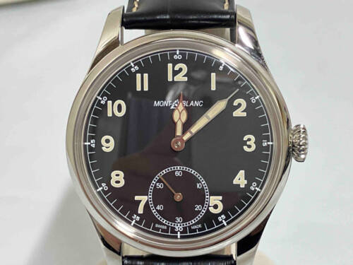MONT BLANC 113860 Hand-wound used watch with black leather strap