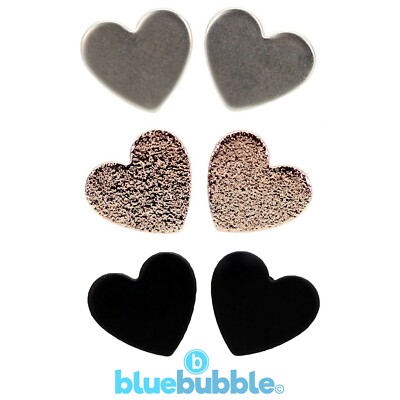 Bluebubble FOREVER 11mm schlichte Herz Ohrstecker süß Kitsch Retro 60er 70er 80er