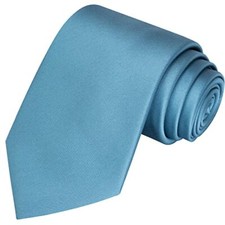 63'' XL Tie Mens Extra Long Solid Satin Necktie For Big And Tall Men Teal Blue