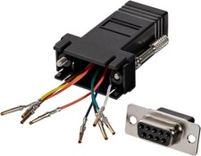 DB9 9-Pin Serial RS232 Female to RJ45 Network Ethernet Modular Adapter Black