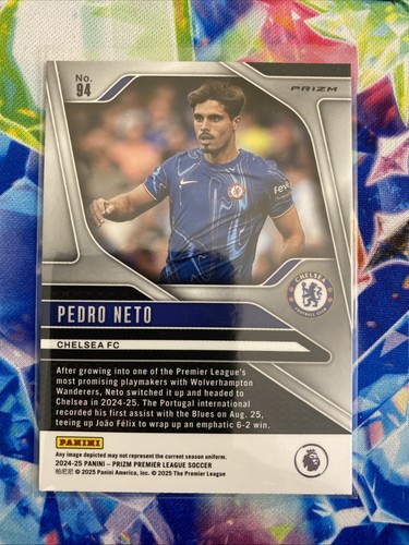 2024-25 Prizm Premier League Red Mosaic Prizm Pedro Neto #94 Chelsea - Picture 2 of 2