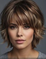 Women's Short Brown Bob Wig Cosplay Costume Synthetic Hair Party Wig