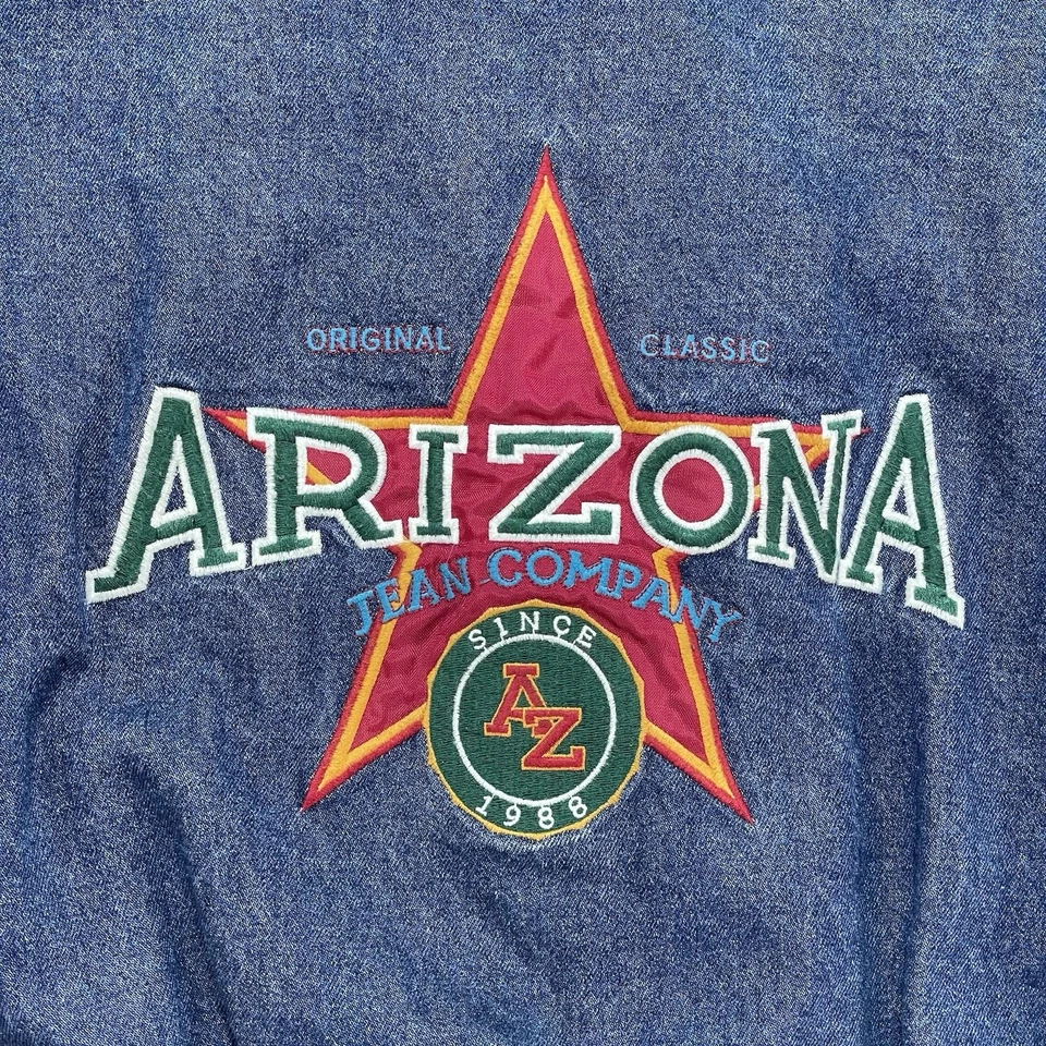 Chaqueta De Colección Arizona Jean Co Niños XL 16.5 Azul Verde Denim Bordado Bomber Foto 4 de 4