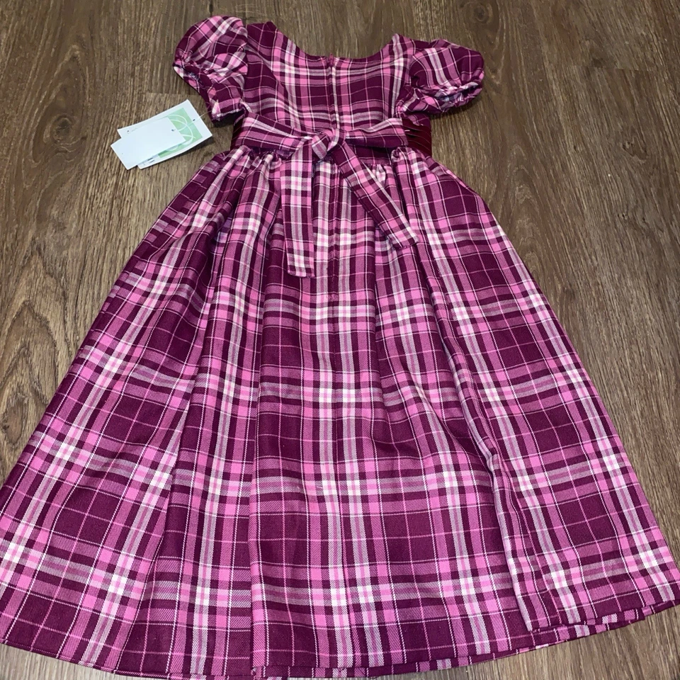 Vestido Bonnie Jean para niñas a rayas púrpura y rosa talla 7 con lazo Foto 2 de 4