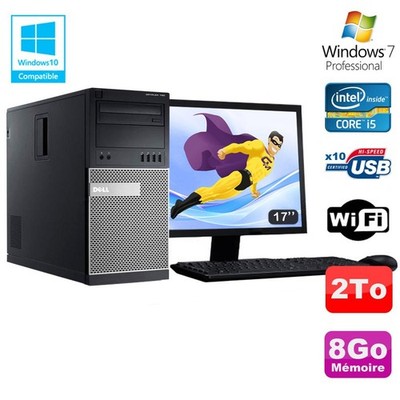 Lot PC Tour Dell 7010 Core I5-3470 3.2Ghz 8Go 2To DVD Wifi Win 7 + Bildschirm 17