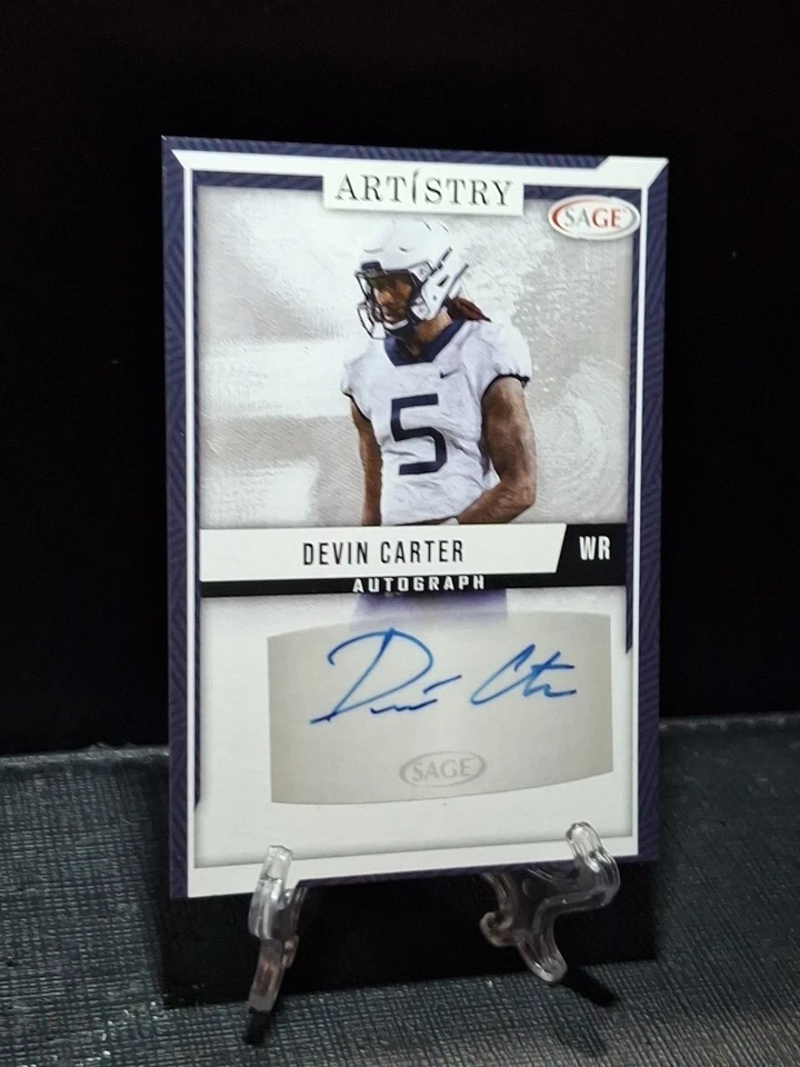 Devin Carter Blue Auto Sage Artistry West Virginia/Carolina Panthers #ART-DC - Image 4 of 4
