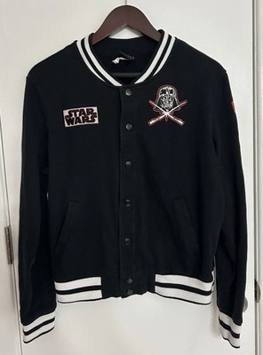 Men's Star Wars Black Varsity Bomber Jacket Darkside Snap Closure Size: L