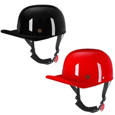 Open Face Motorcycle Half Helmet Retro Baseba...