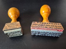 2 alte Firmenstempel Holzstempel G. Rappenecker Frankfurt (1x Stempel Schmidt)