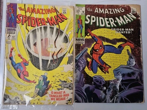 Amazing Spider-Man Lot #61 & #70 (1969) Marvel Silver Age Reader Copies
