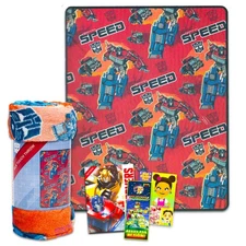 Throw Blanket Set – Bundle with Optimus Throw, Stickers, Tattoos, More for Bo...