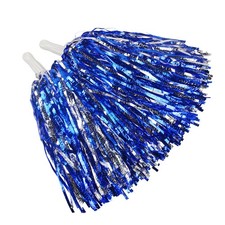 12PCS Blue Silver Cheer Pom Poms with Baton Handles for Dance Teams