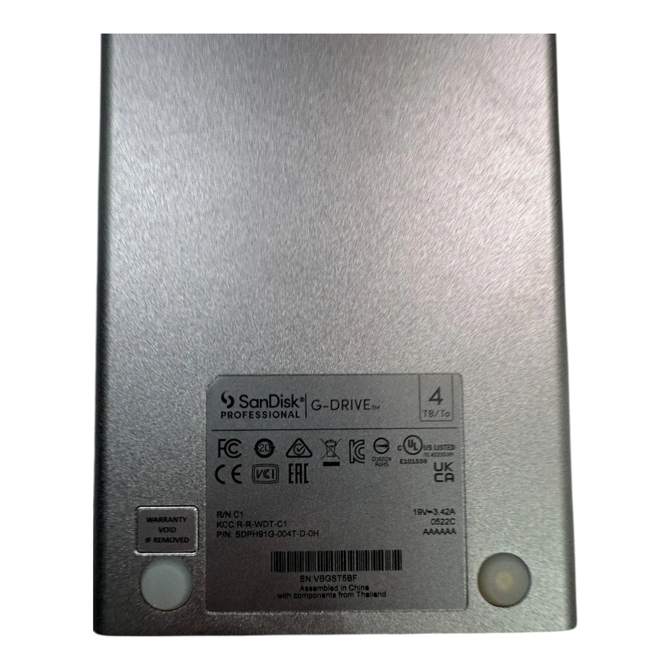 SanDisk G Drive Professional 4TB External Hard Drive USB-C Silver HDD Tested - Image 3 of 4