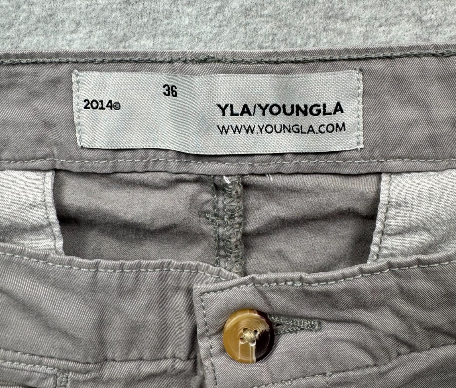 YOUNGLA Men's Size 36 Button Fly 9" Gray Chino Shorts