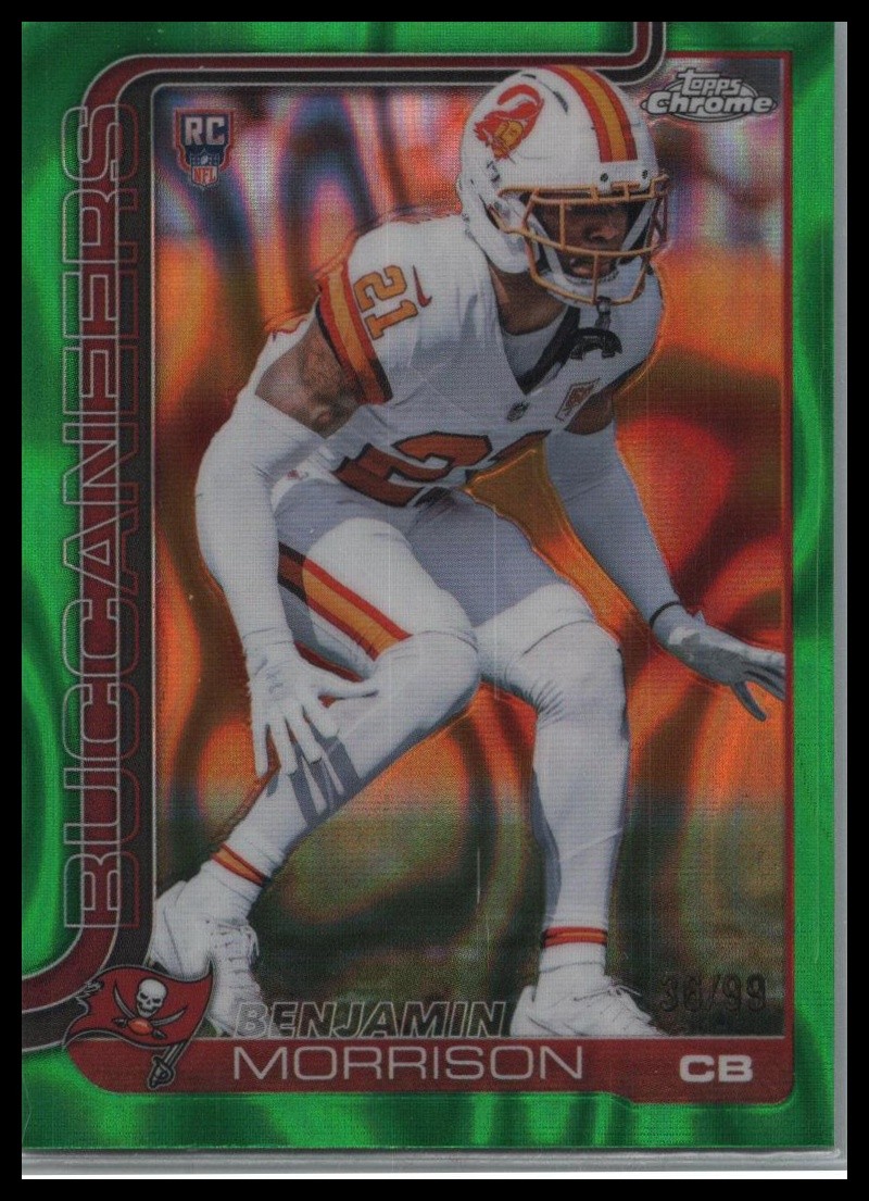 2025 Topps Chrome #355 Benjamin Morrison Green Wave Refractor #/99