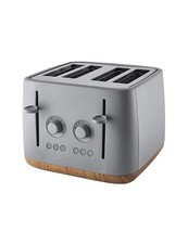 George Home Matt Grey Scandi 4-Slice Toaster  Wooden Effect NEW FREE DELIVERY