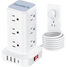 PD 20W USB C Surge Protector, Mini Power Strip Tower Travel 12 AC 4 USB Power...